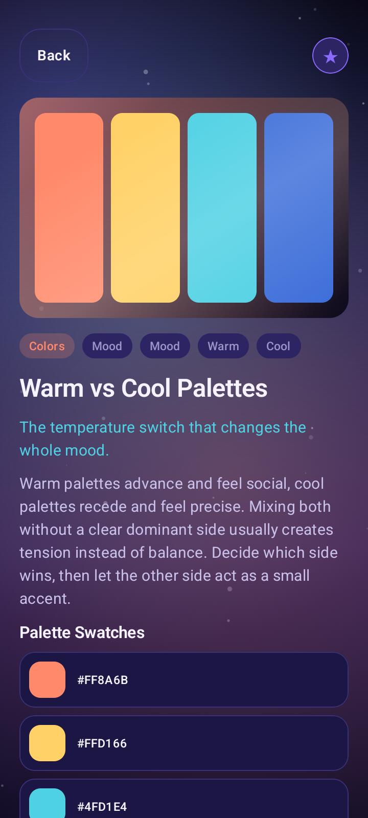 Palette Reference warm versus cool palette detail